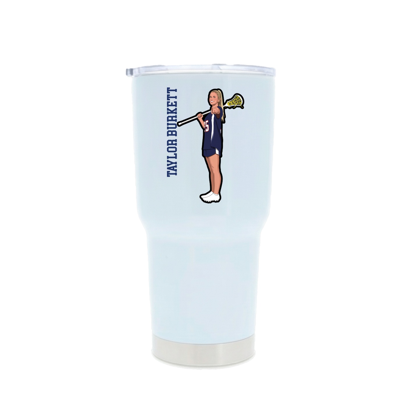 30oz Stainless Steel Tumbler — Name Vertical in White
