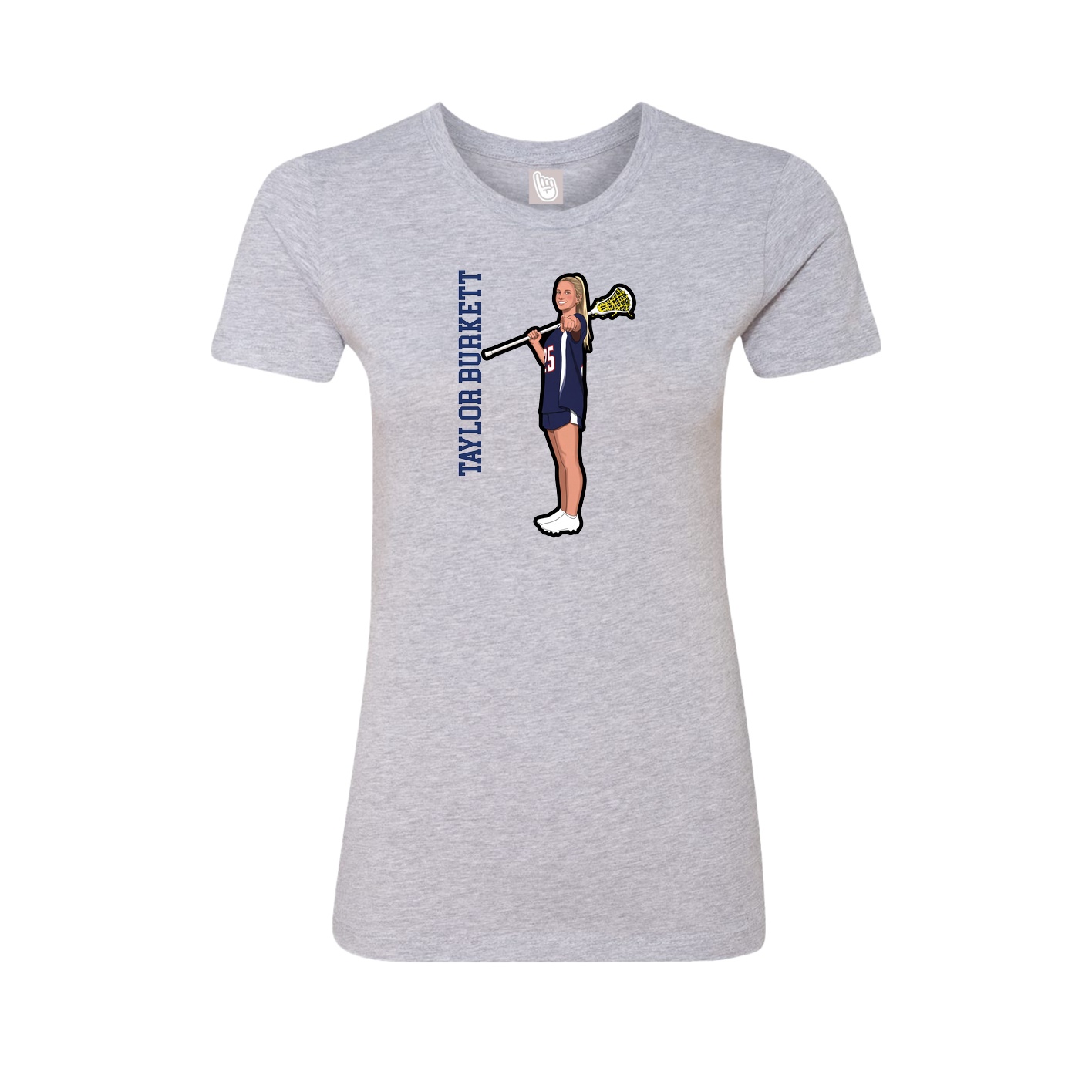 Fitted Women's Tee — Name Vertical in Grey
