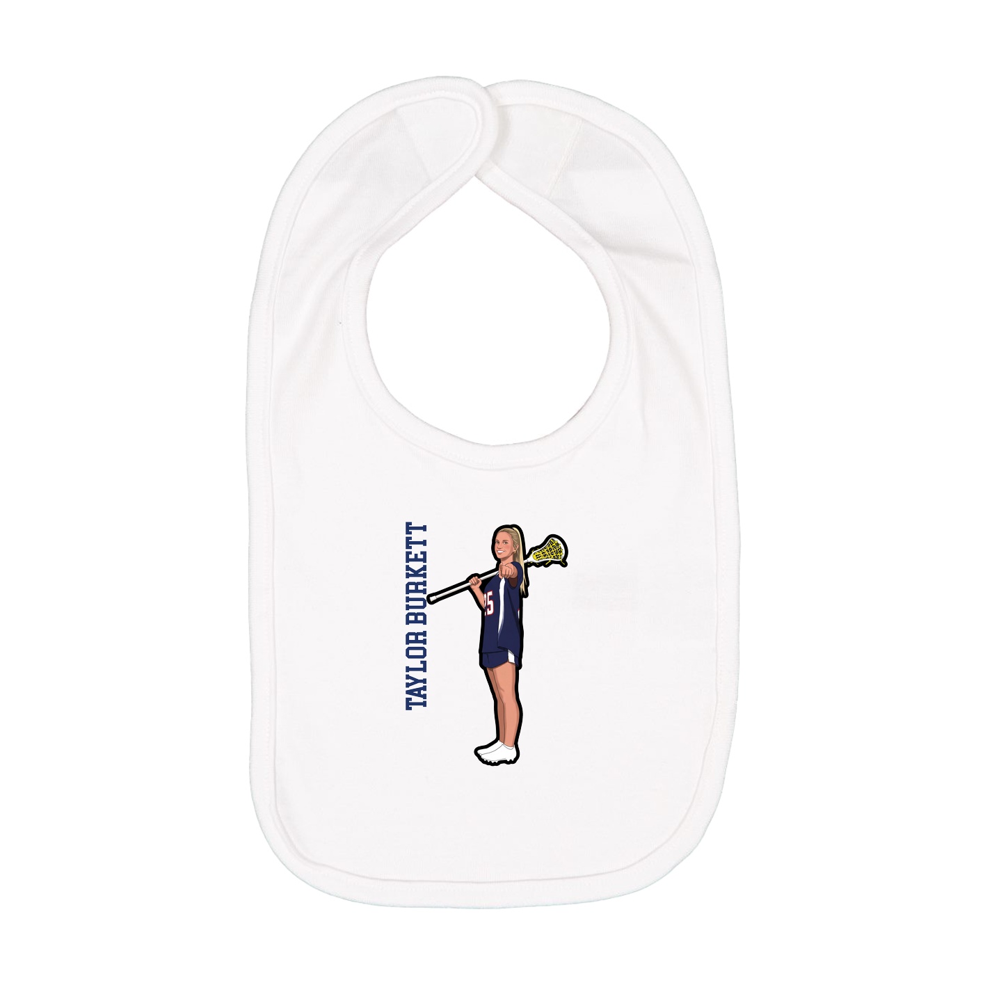 Infant Bib — Name Vertical in White