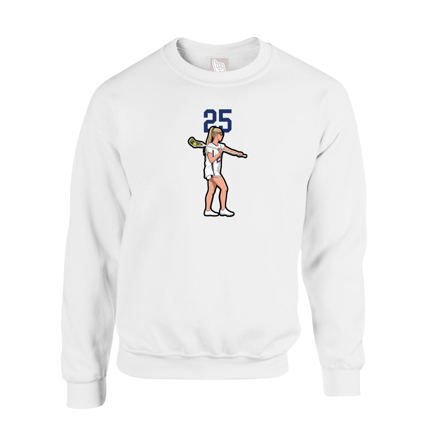 Fleece Crew — Number Top in White