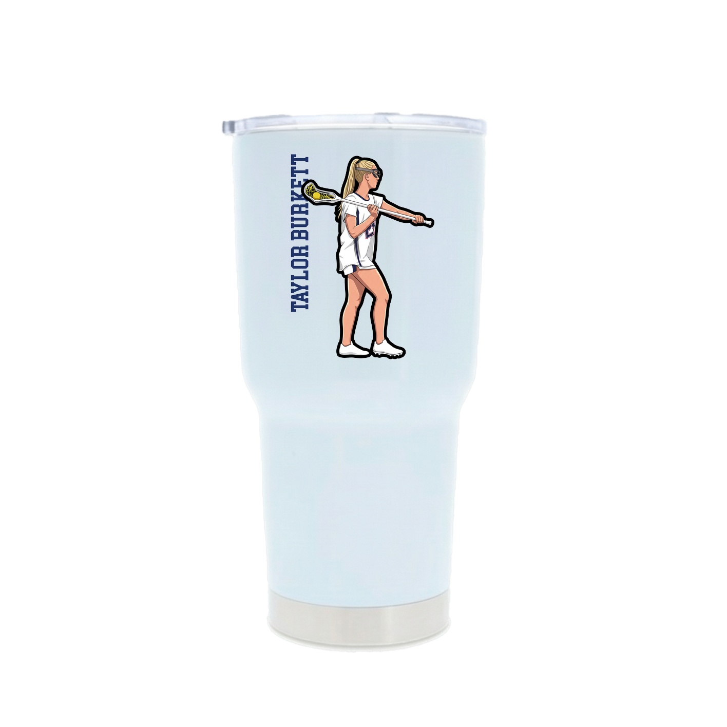 30oz Stainless Steel Tumbler — Name Vertical in White