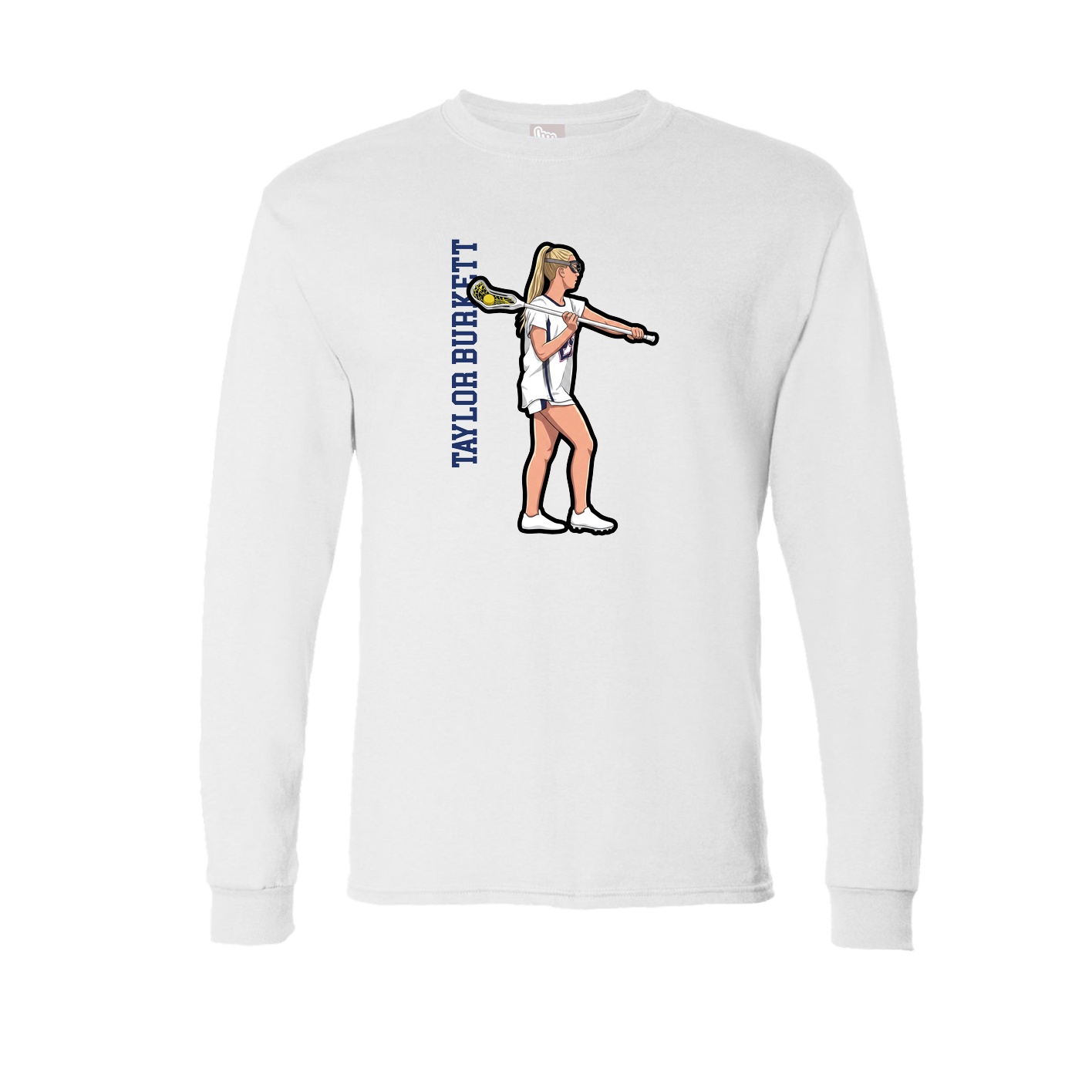 Long Sleeve Tee — Name Vertical in White