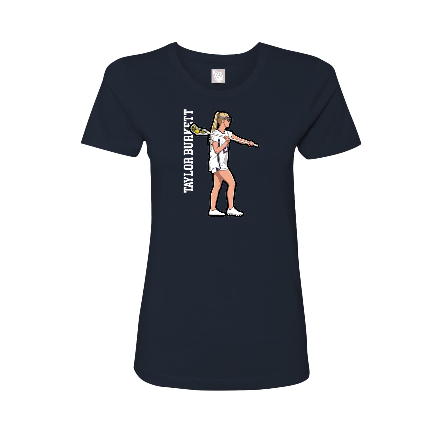 Fitted Women's Tee — Name Vertical in Navy