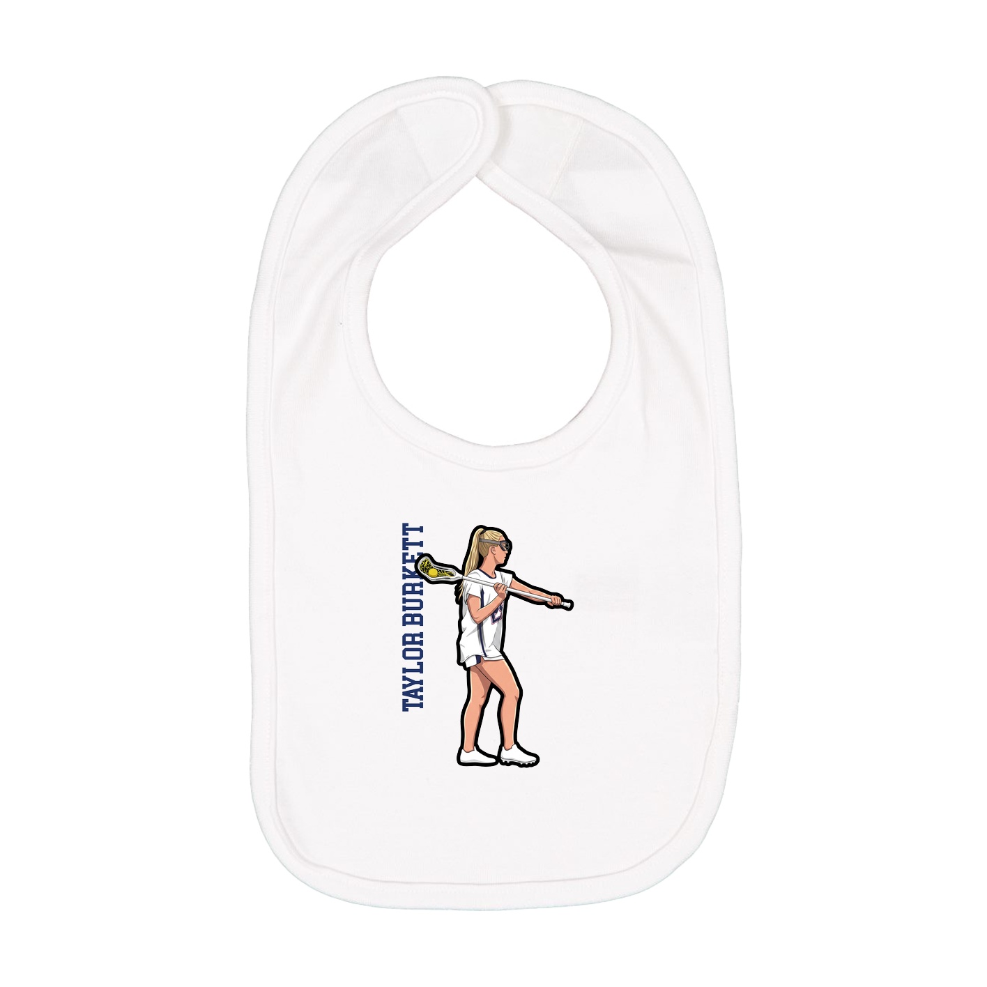 Infant Bib — Name Vertical in White