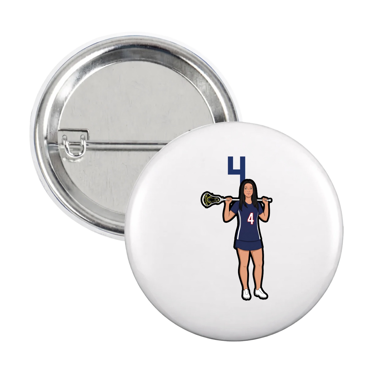 Game Day Button — Number Top in White