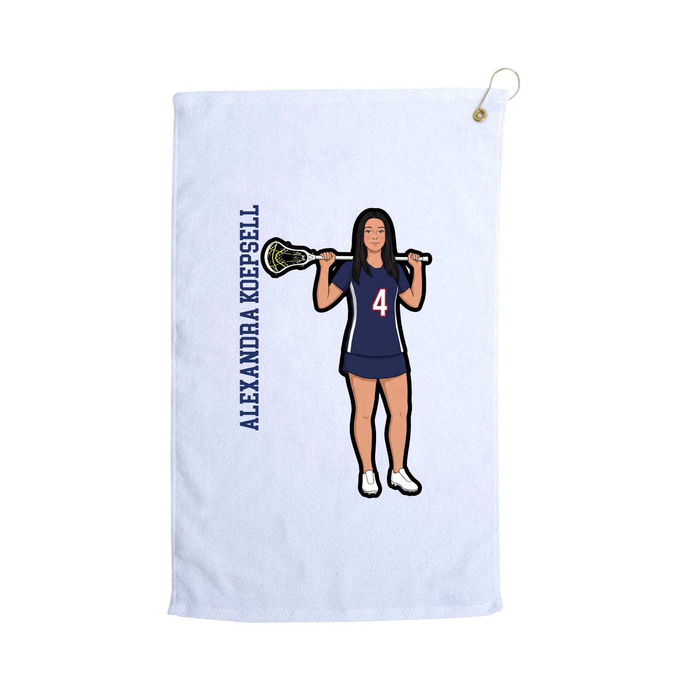 Golf Towel — Name Vertical in White