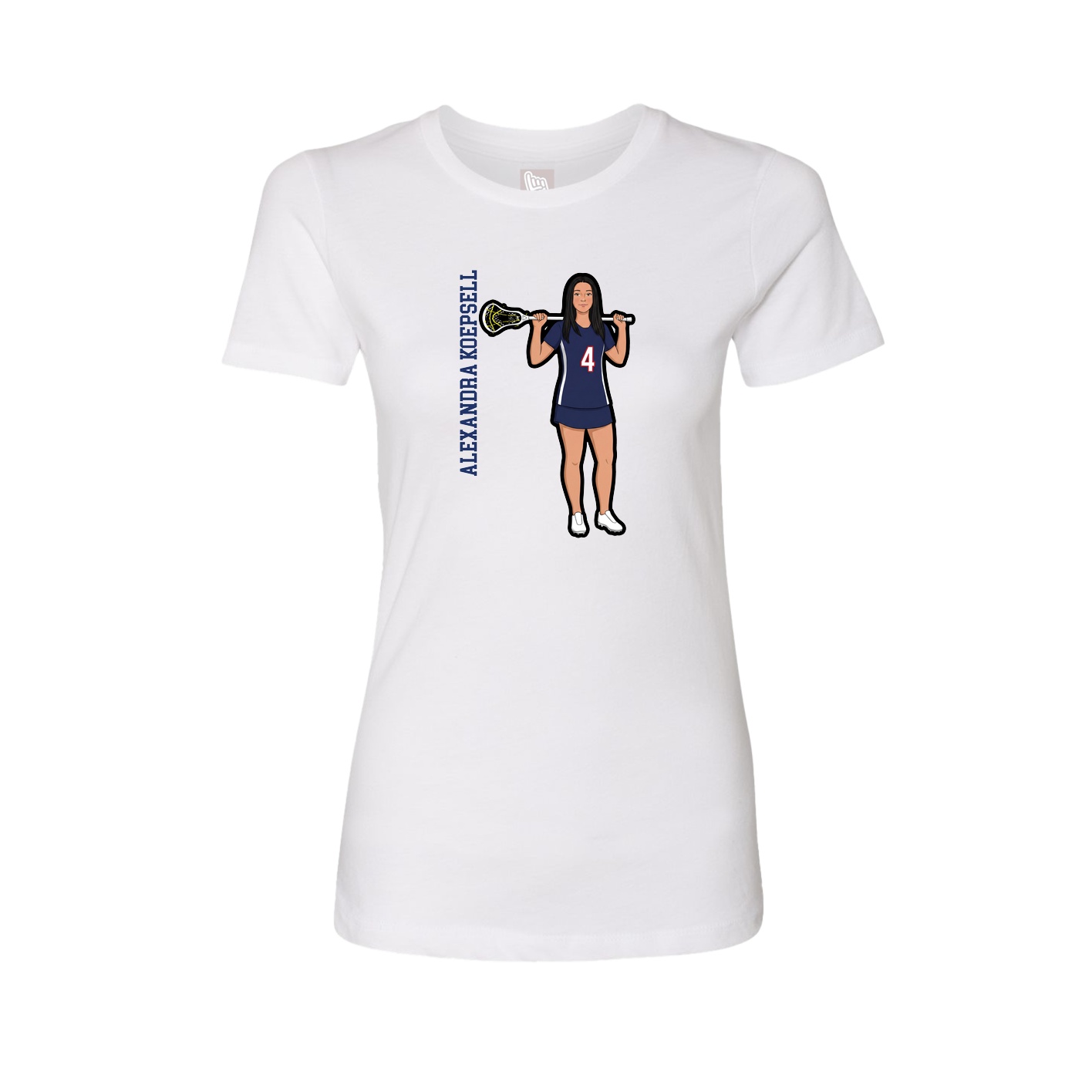 Fitted Women's Tee — Name Vertical in White