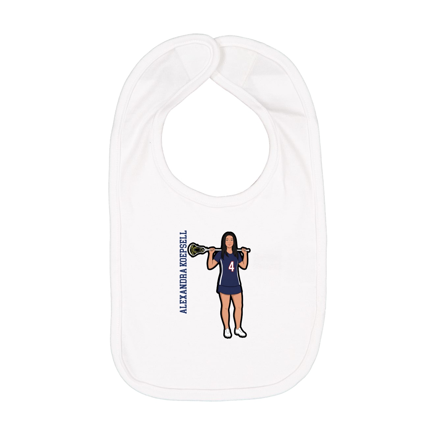 Infant Bib — Name Vertical in White