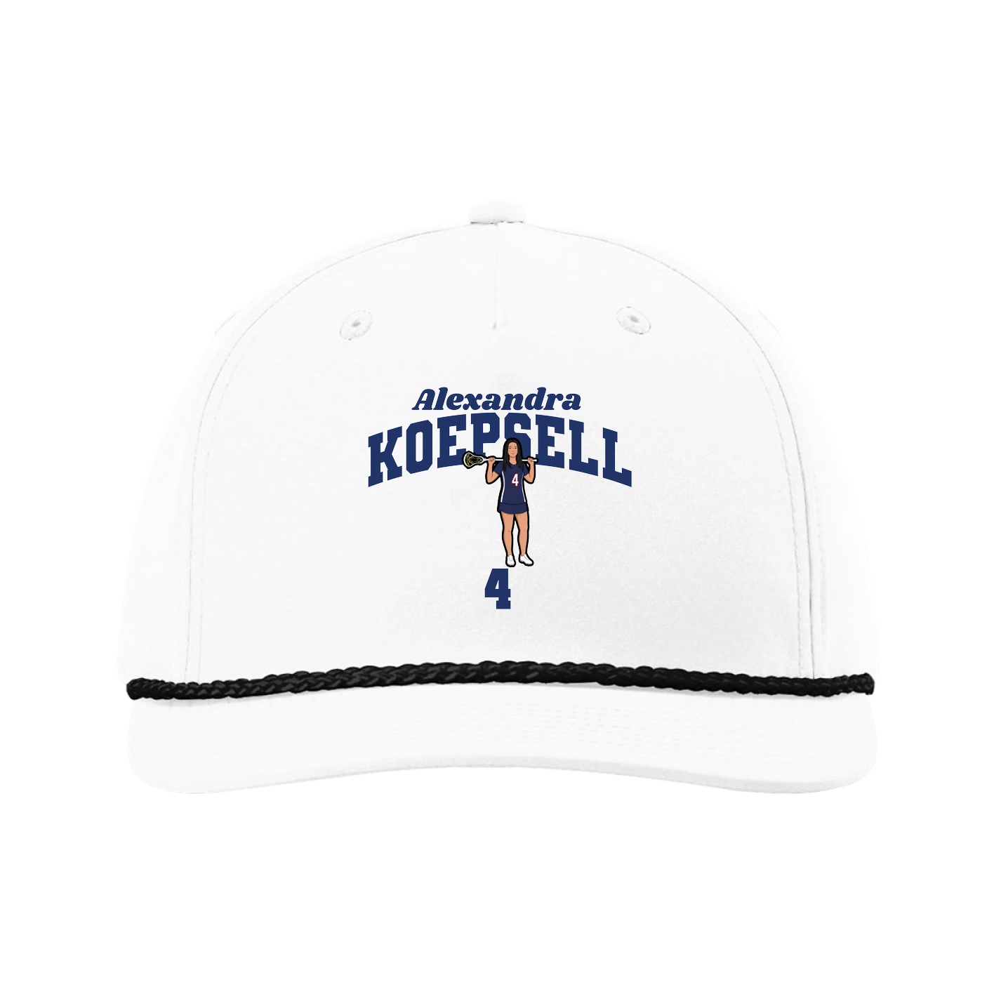 Five-Panel Classic Rope Cap — Signature Arch in White