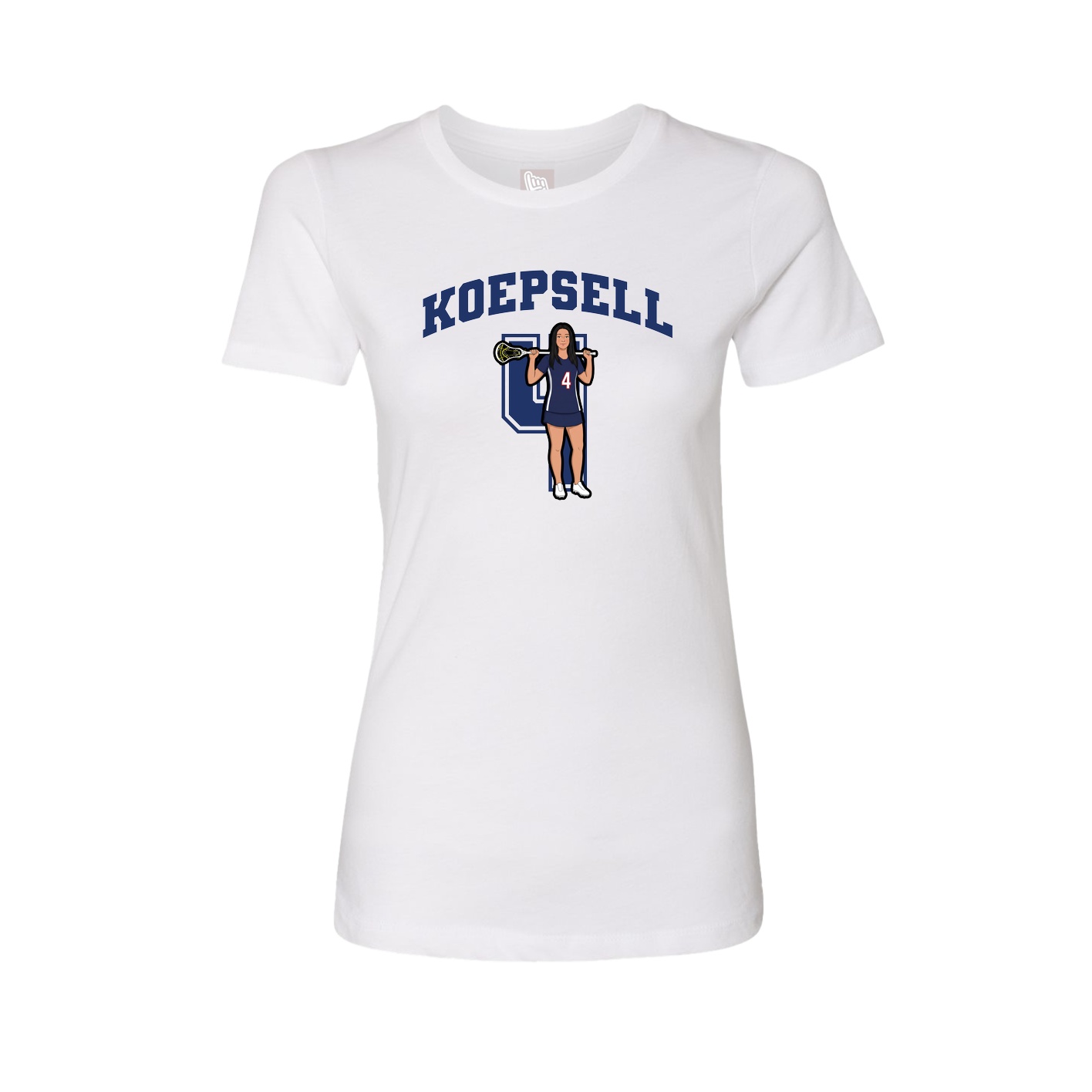 Fitted Women's Tee — Number in White