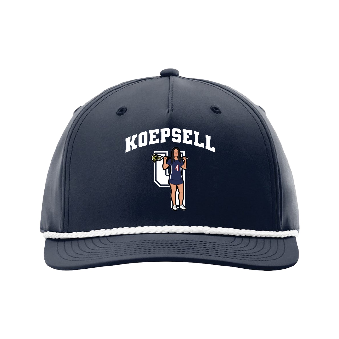 Five-Panel Classic Rope Cap — Number in Navy