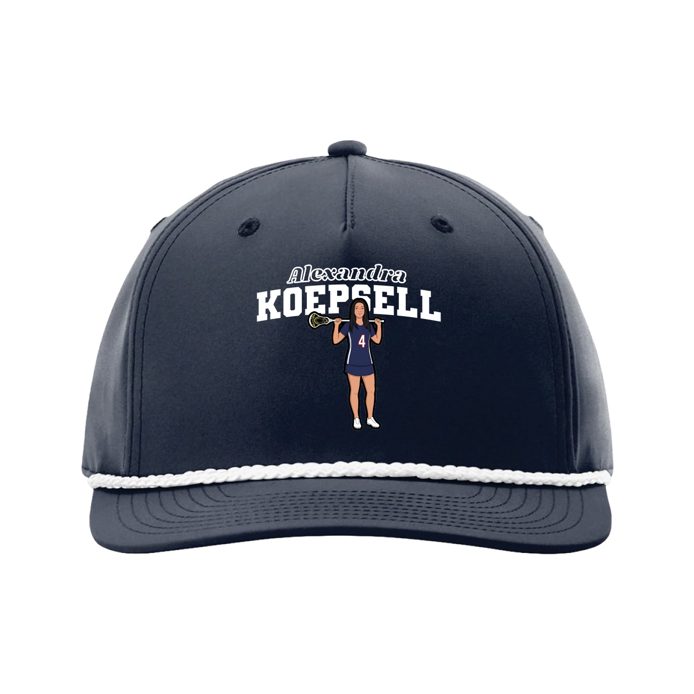 Five-Panel Classic Rope Cap — Name Arch in Navy