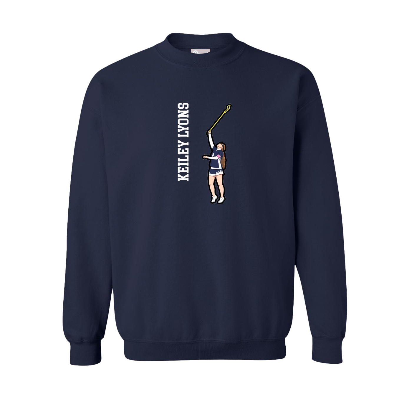 Fleece Crew — Name Vertical in Navy