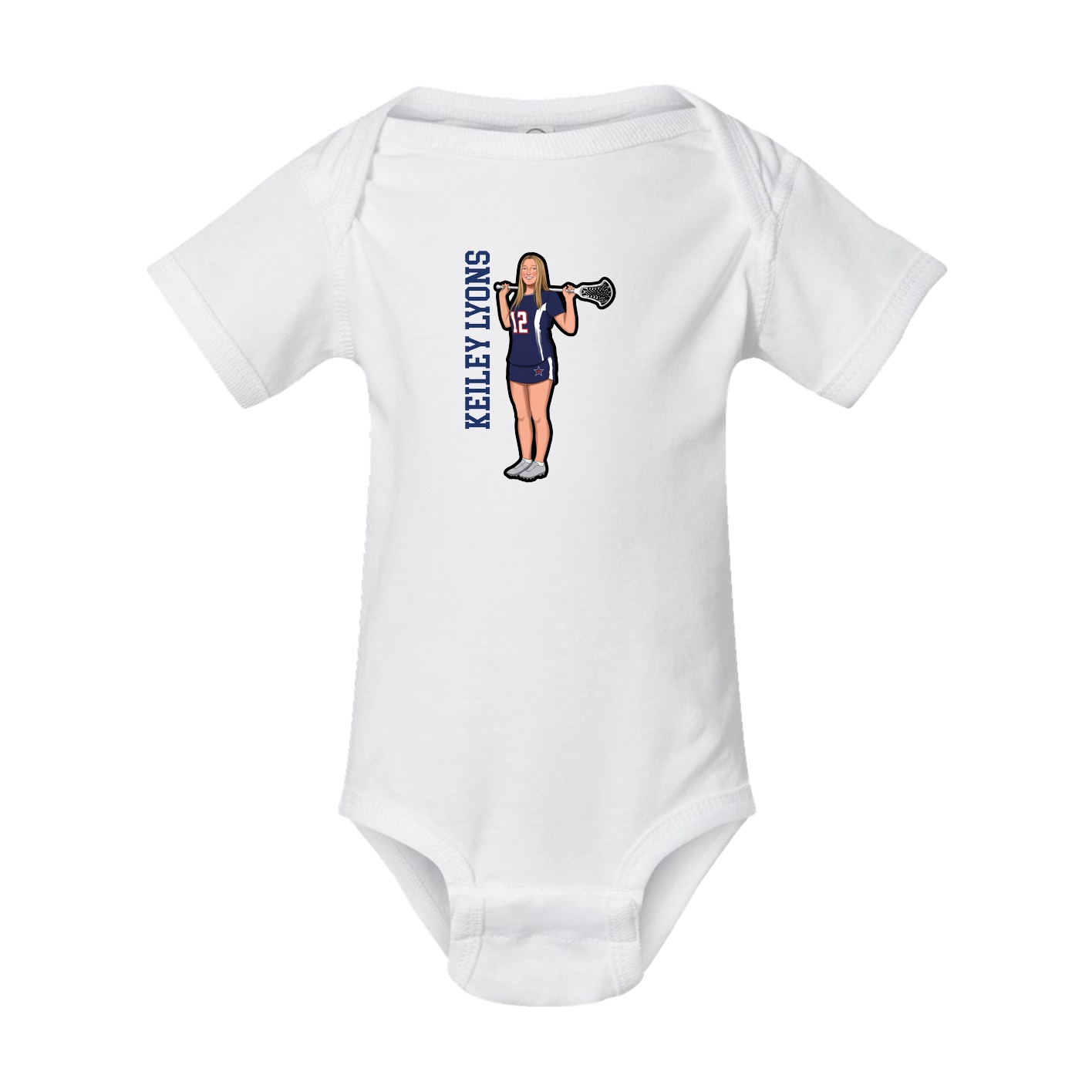 Baby Onesie — Name Vertical in White