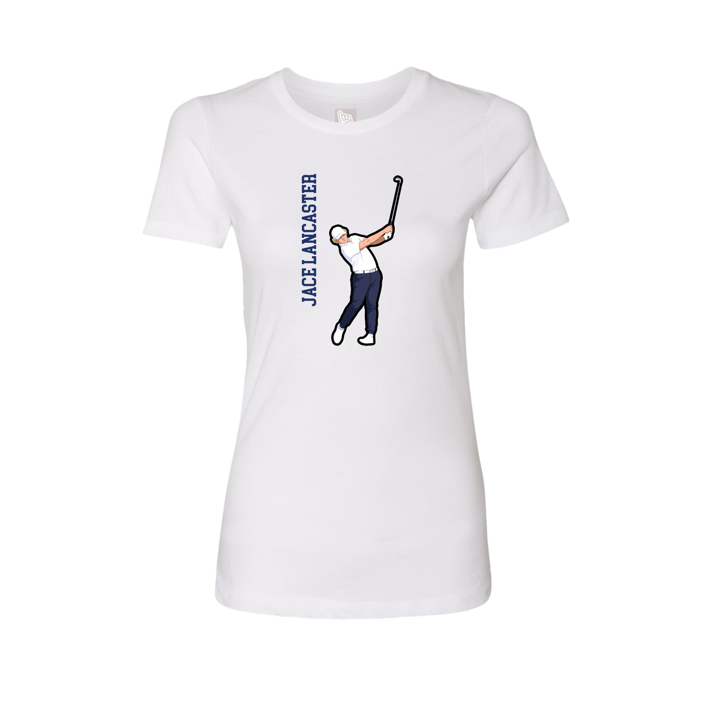 Fitted Women's Tee — Name Vertical in White