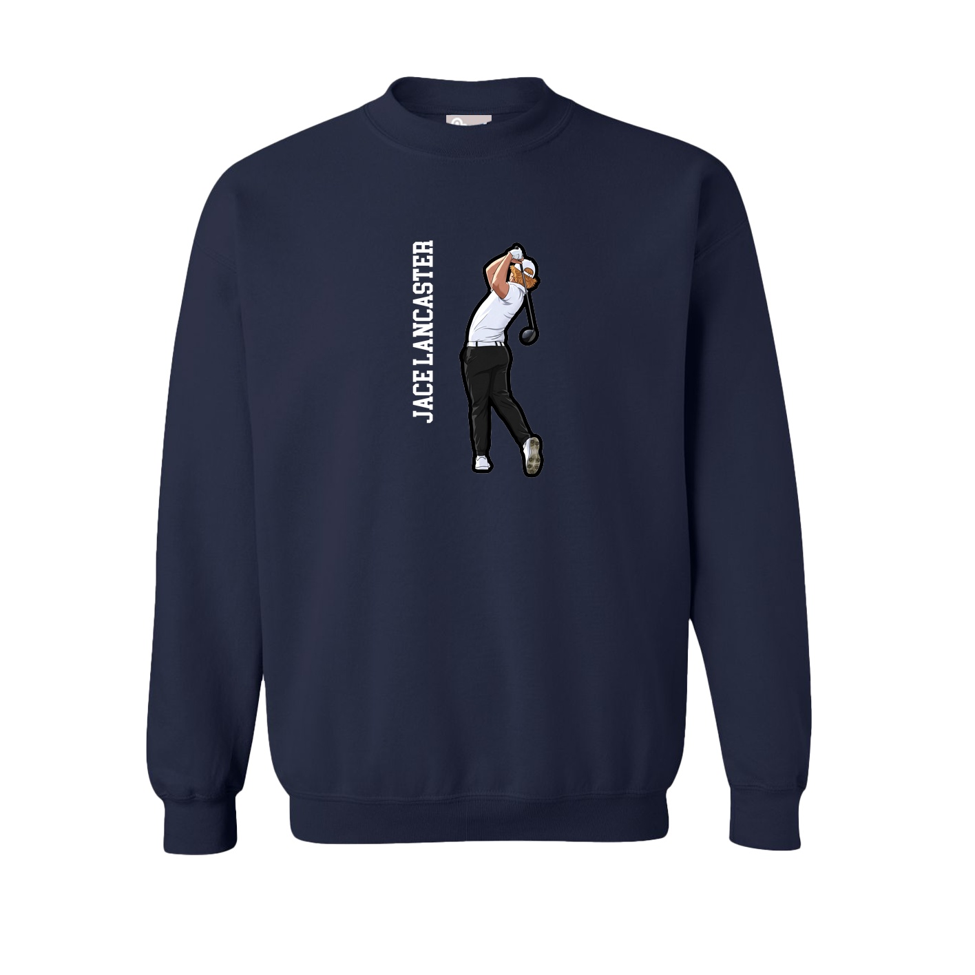 Fleece Crew — Name Vertical in Navy
