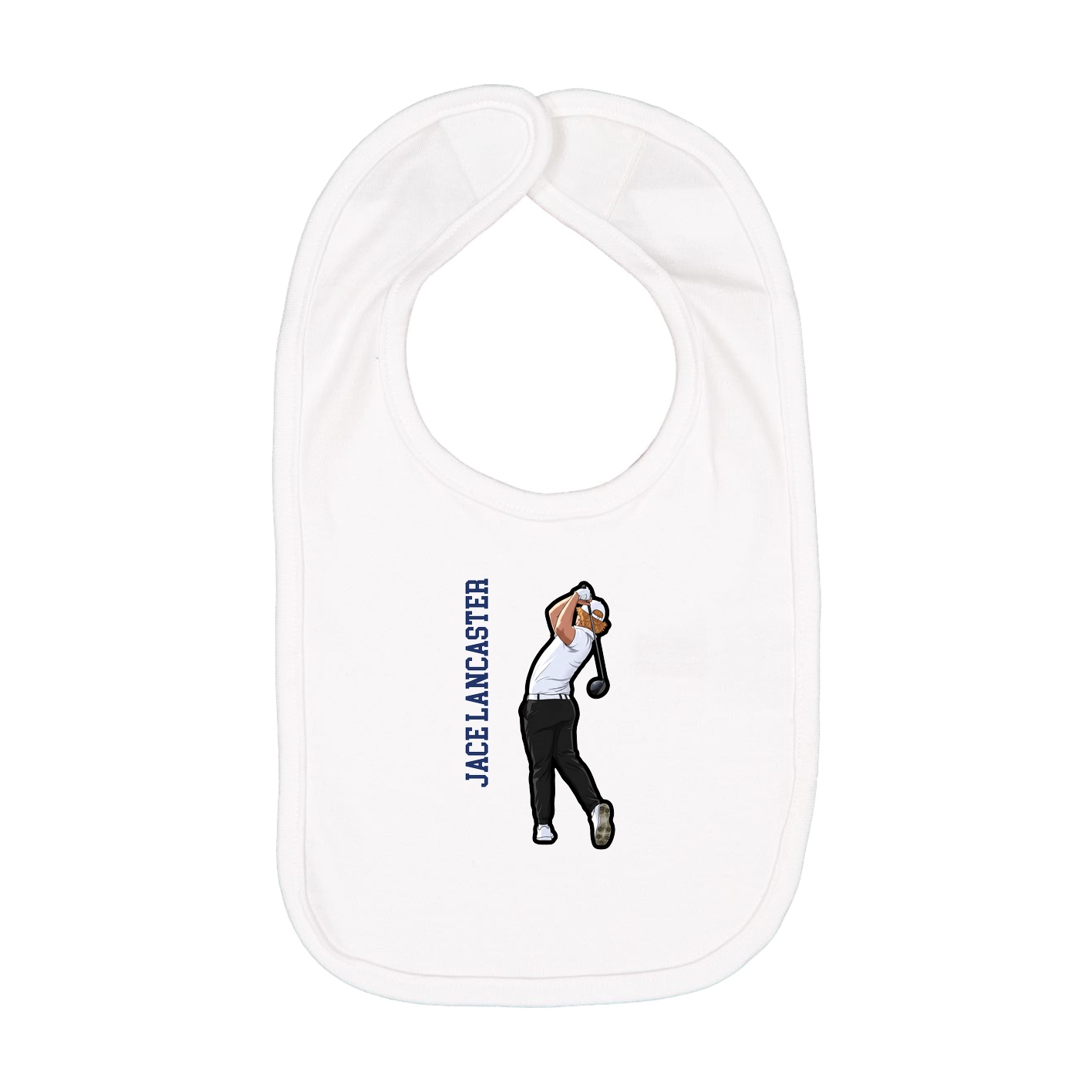 Infant Bib — Name Vertical in White