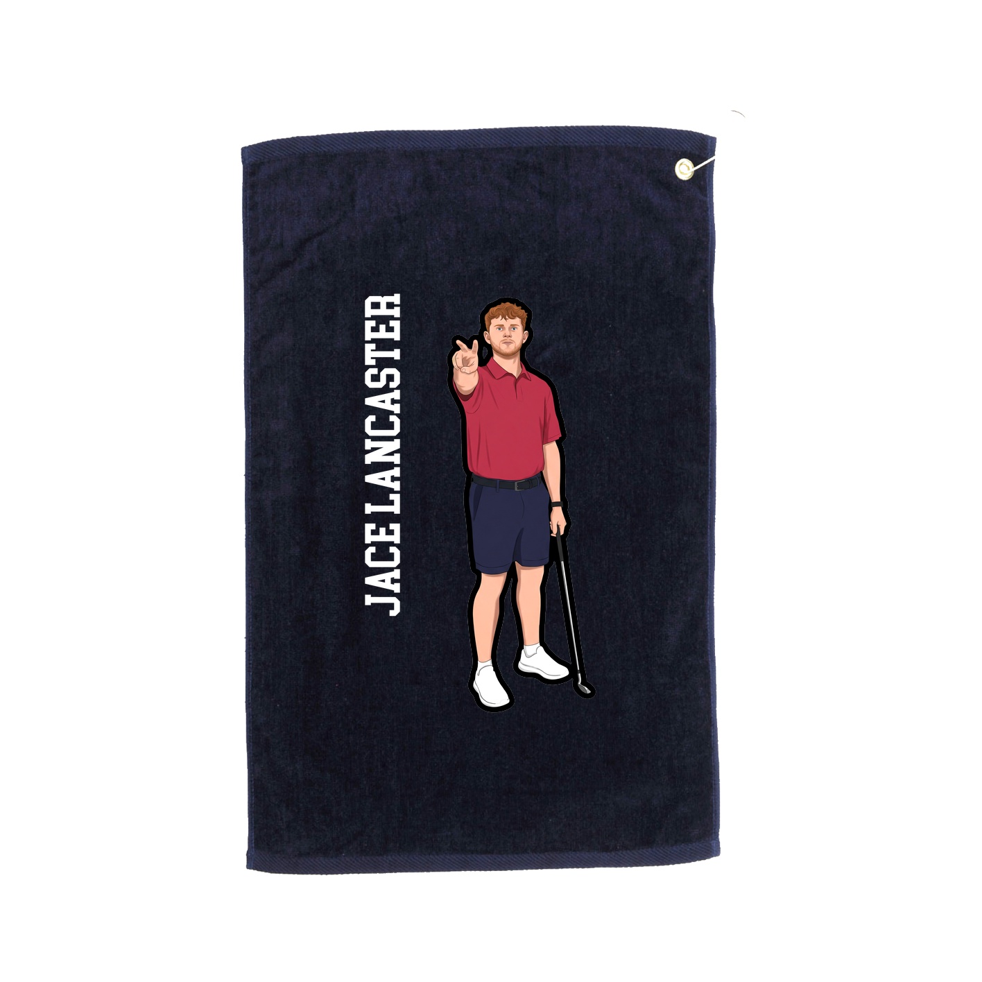 Golf Towel — Name Vertical in Navy