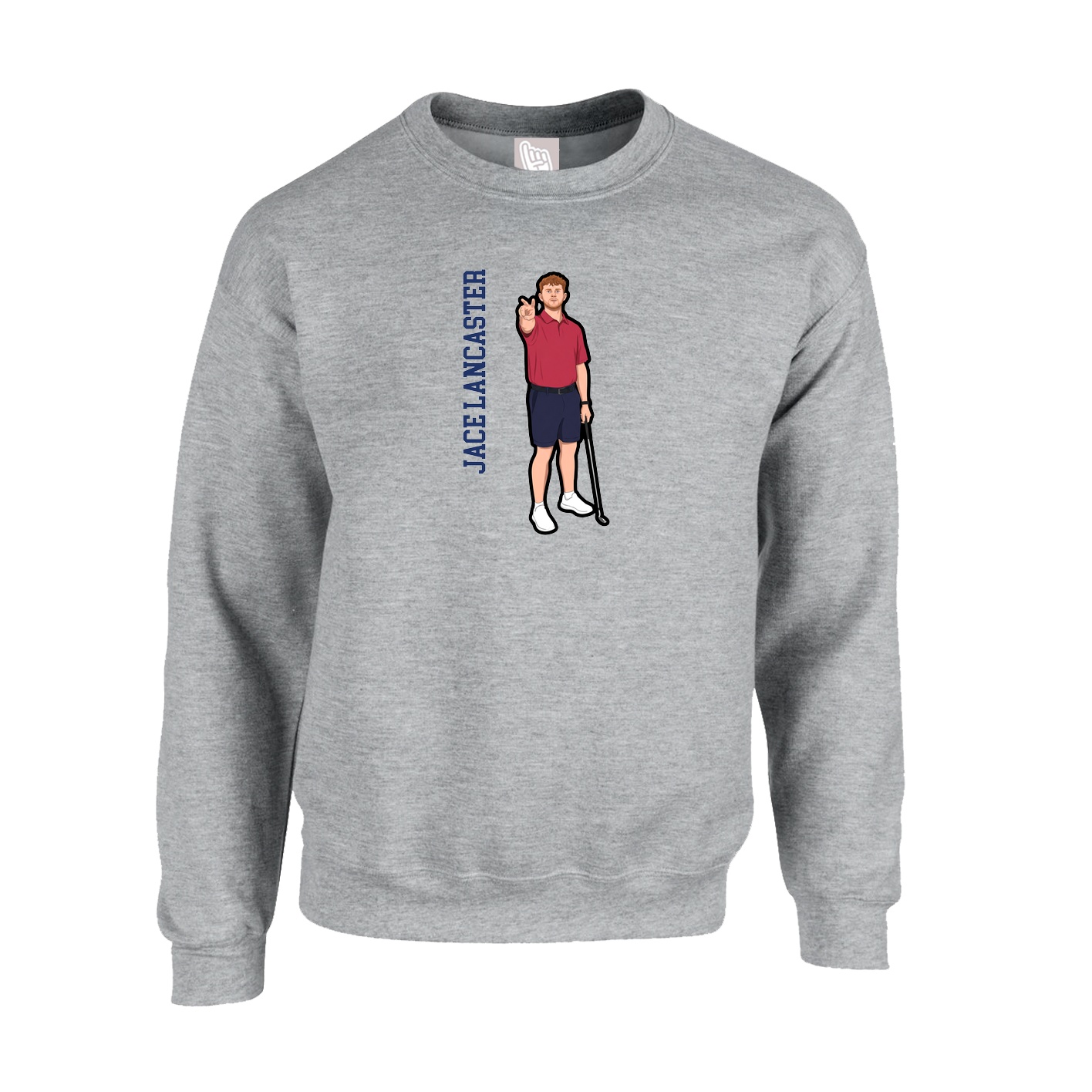 Fleece Crew — Name Vertical in Grey