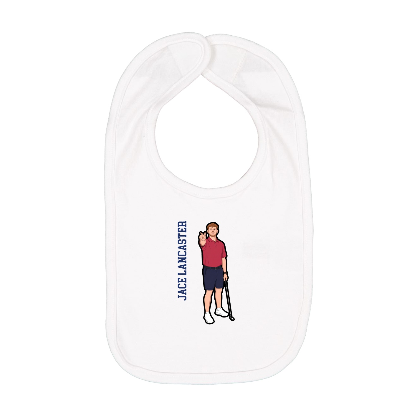 Infant Bib — Name Vertical in White