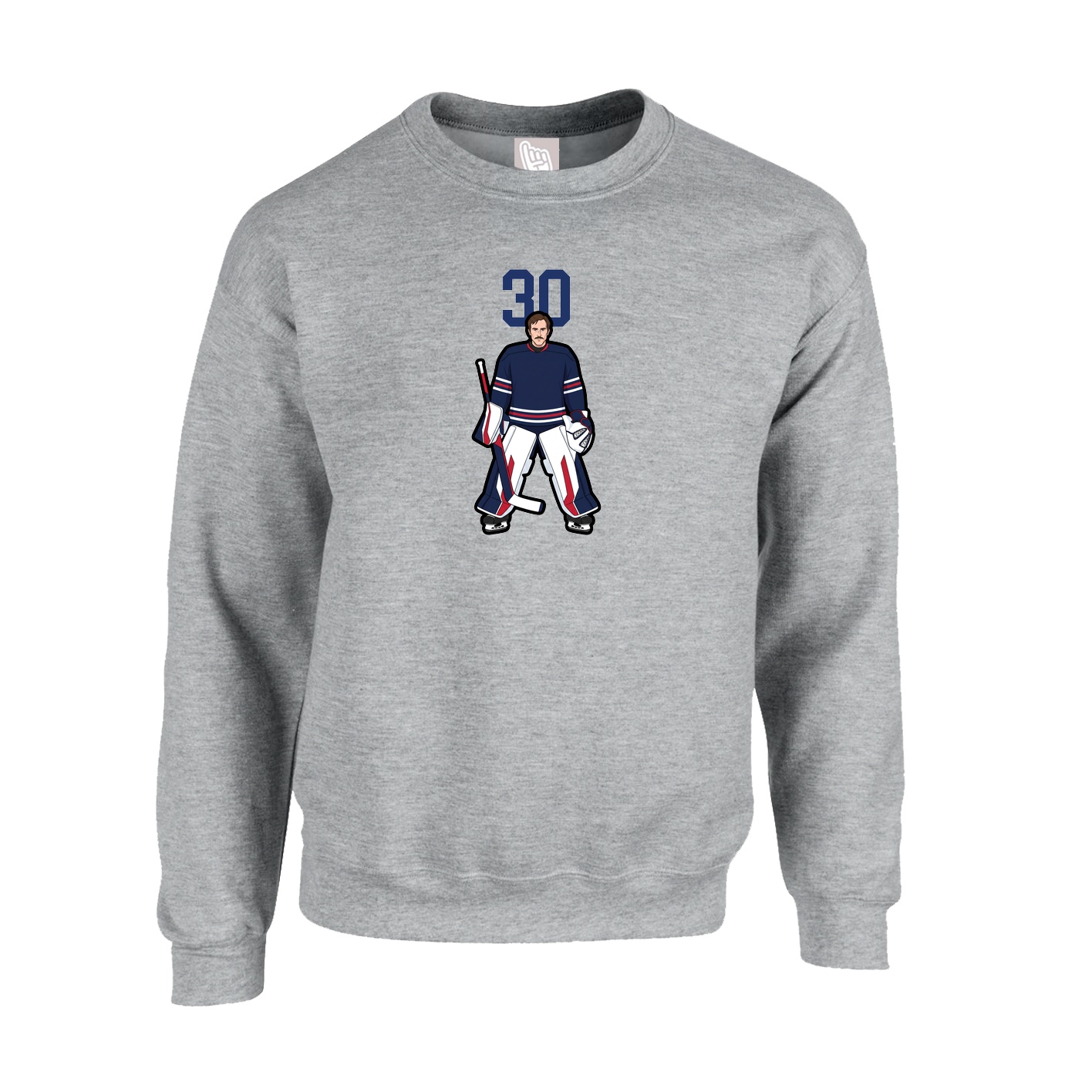 Fleece Crew — Number Top in Grey