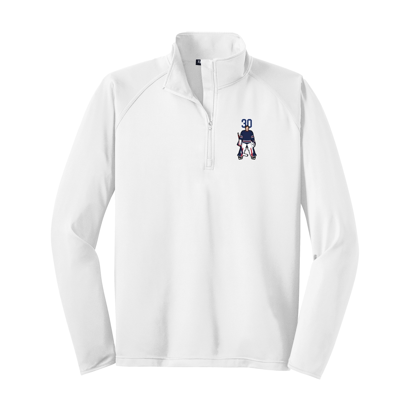 Q-Zip Pullover — Number Top in White