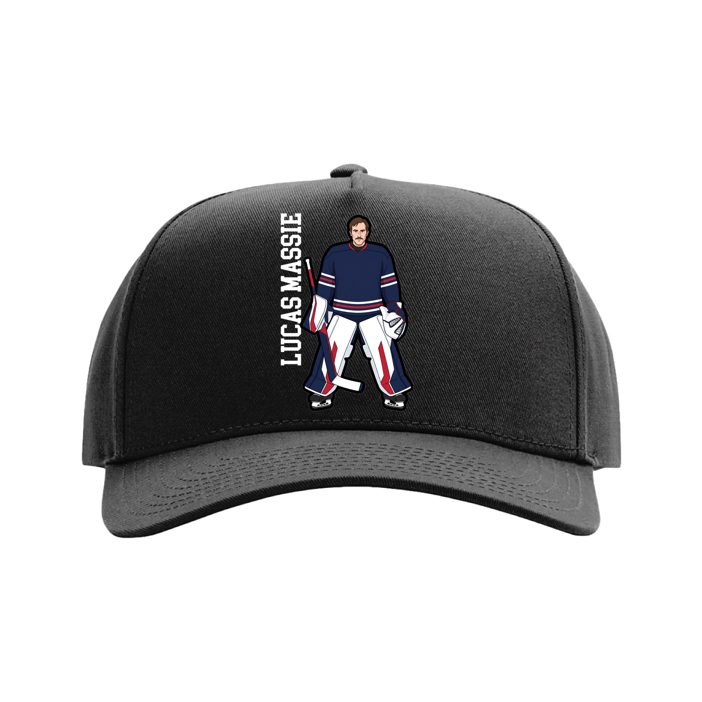 Full Fabric Five-Panel Champ Cap — Name Vertical in Black
