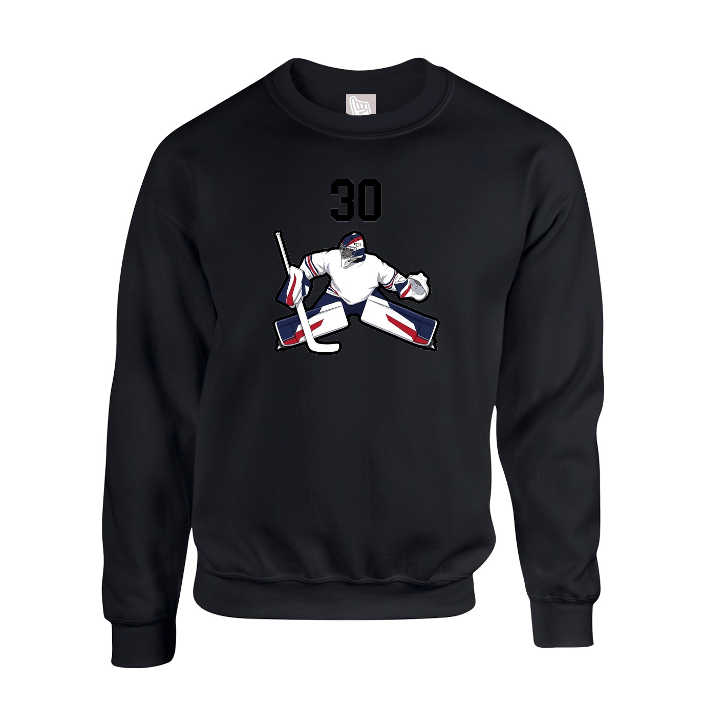 Fleece Crew — Number Top in Black