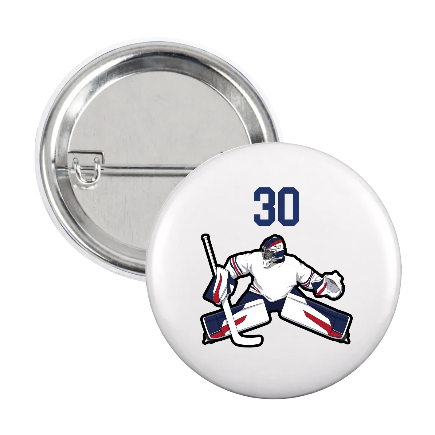 Game Day Button — Number Top in White