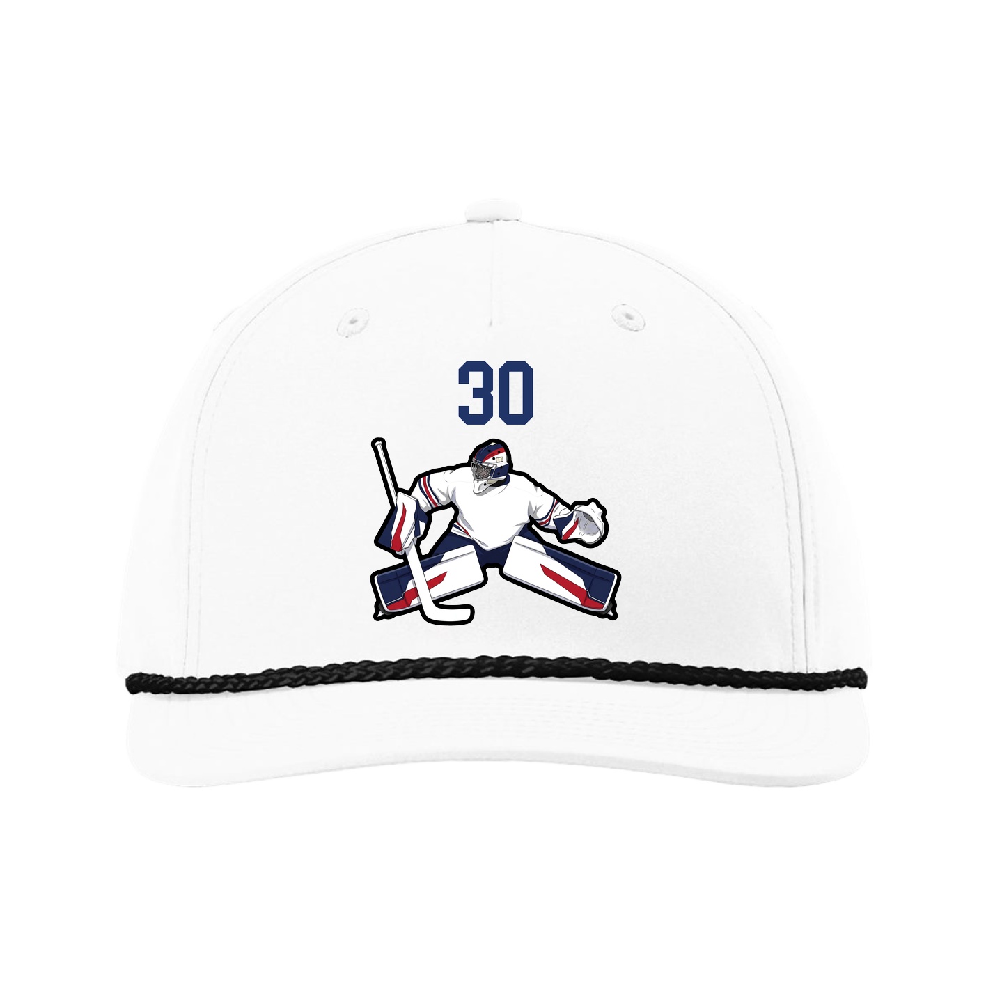 Five-Panel Classic Rope Cap — Number Top in White