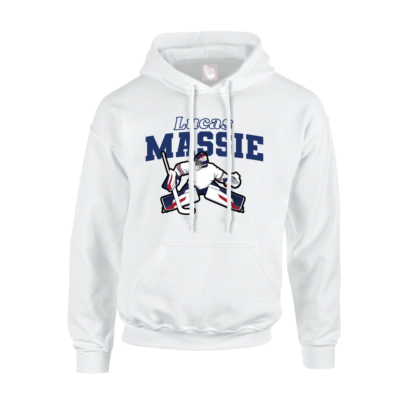 Youth Hoodie — Name Arch in White