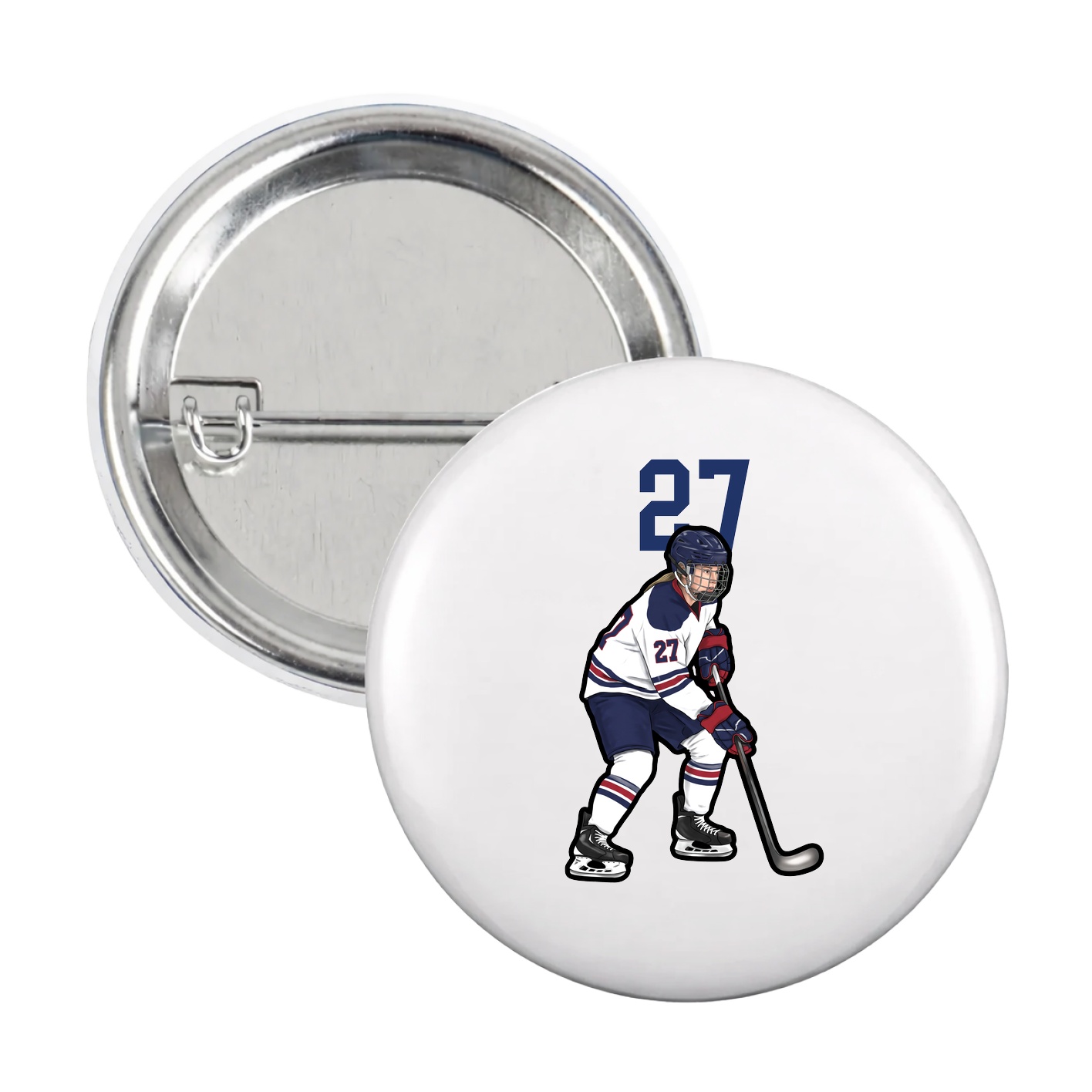 Game Day Button — Number Top in White