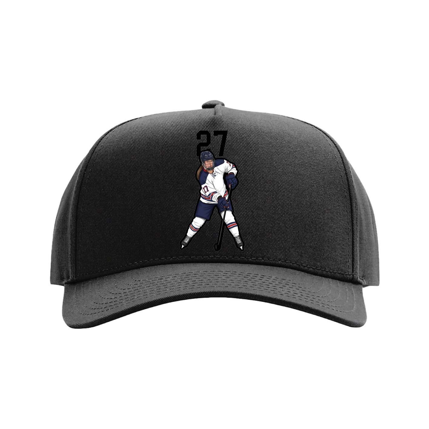 Full Fabric Five-Panel Champ Cap — Number Top in Black