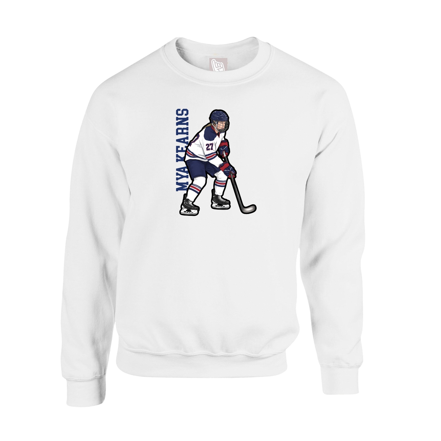 Fleece Crew — Name Vertical in White