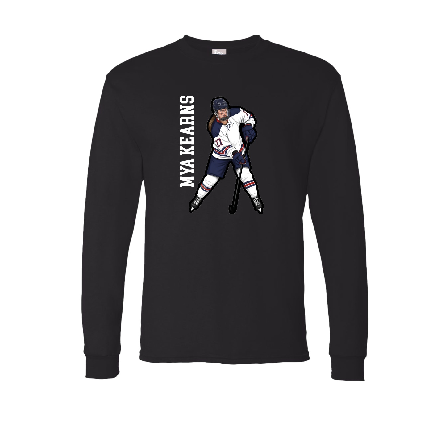 Long Sleeve Tee — Name Vertical in Black