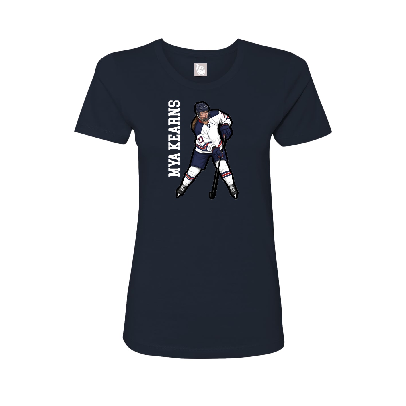 Fitted Women's Tee — Name Vertical in Navy