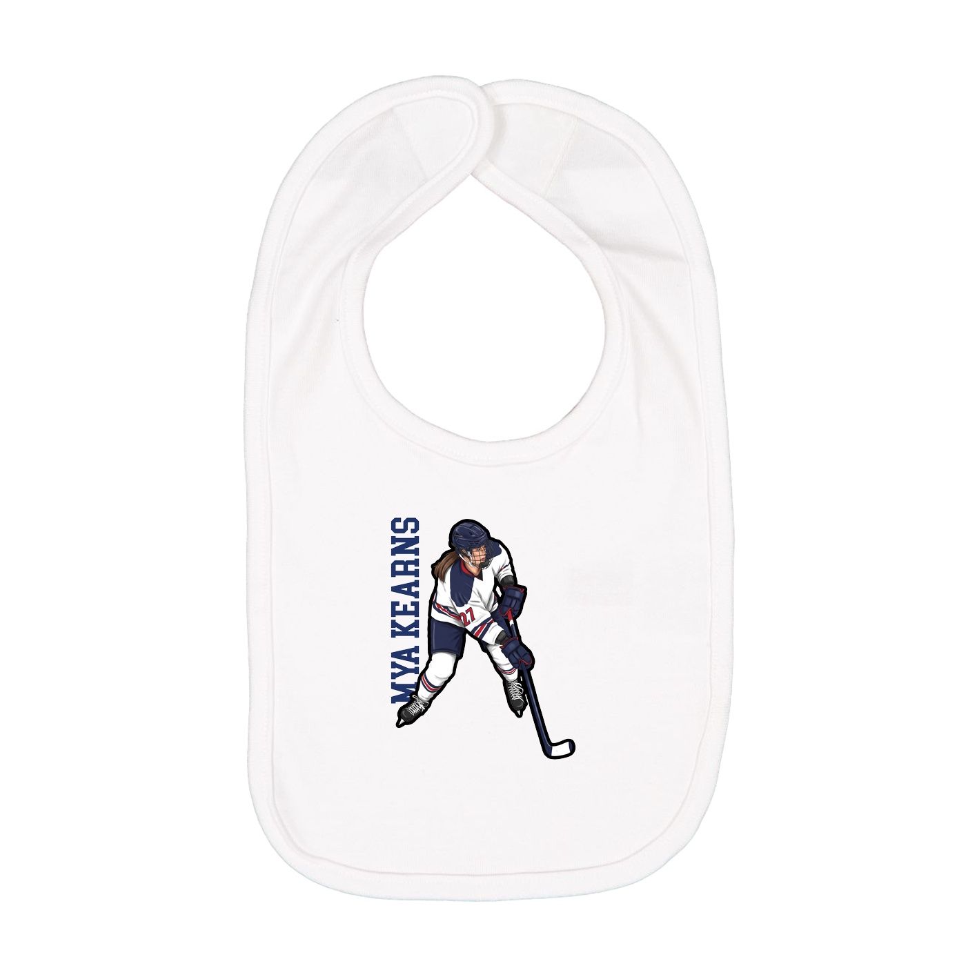 Infant Bib — Name Vertical in White