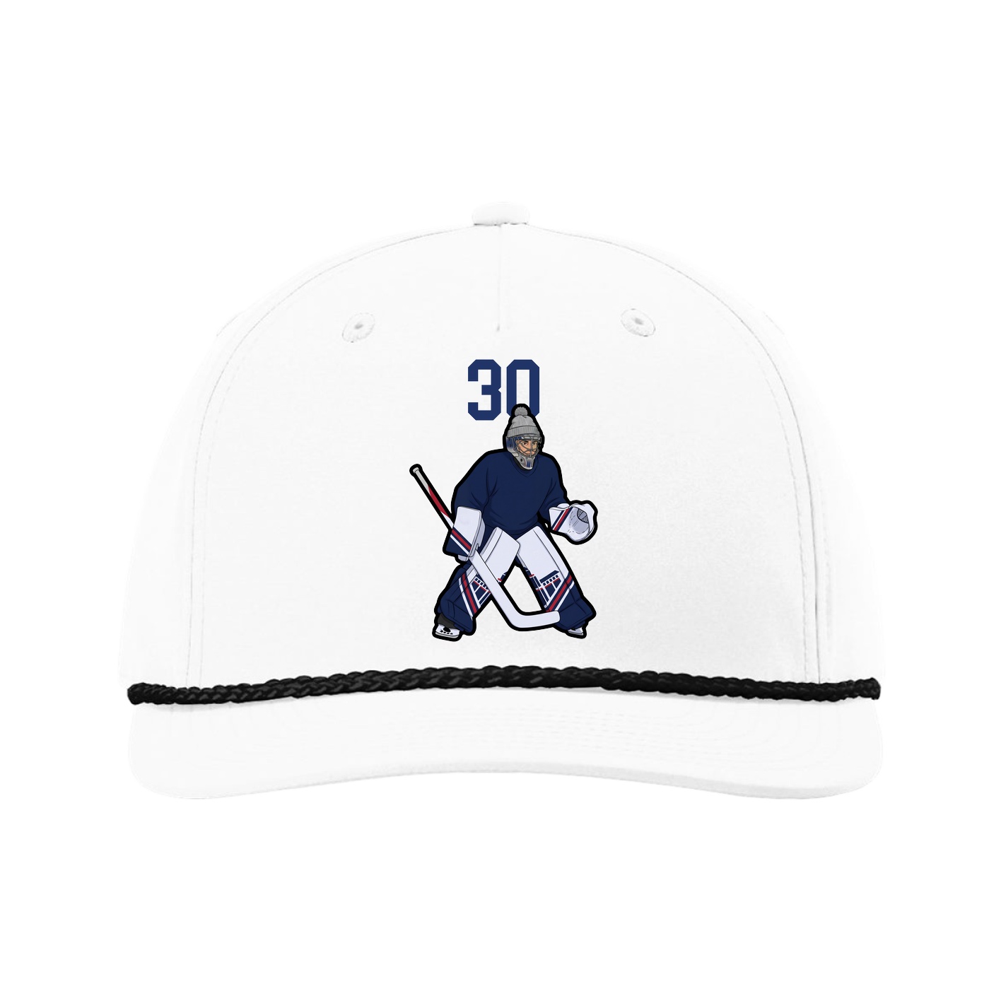 Five-Panel Classic Rope Cap — Number Top in White