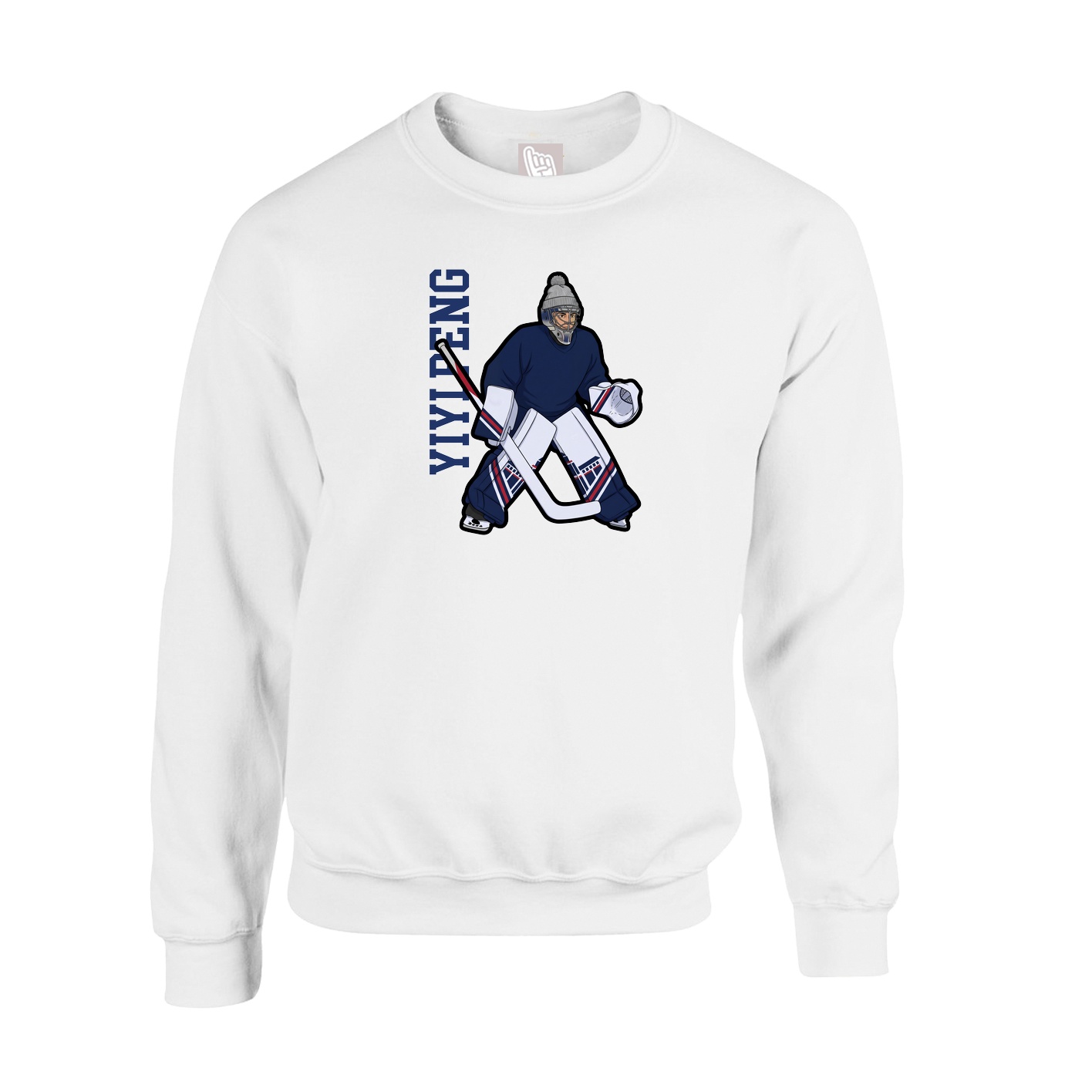 Fleece Crew — Name Vertical in White