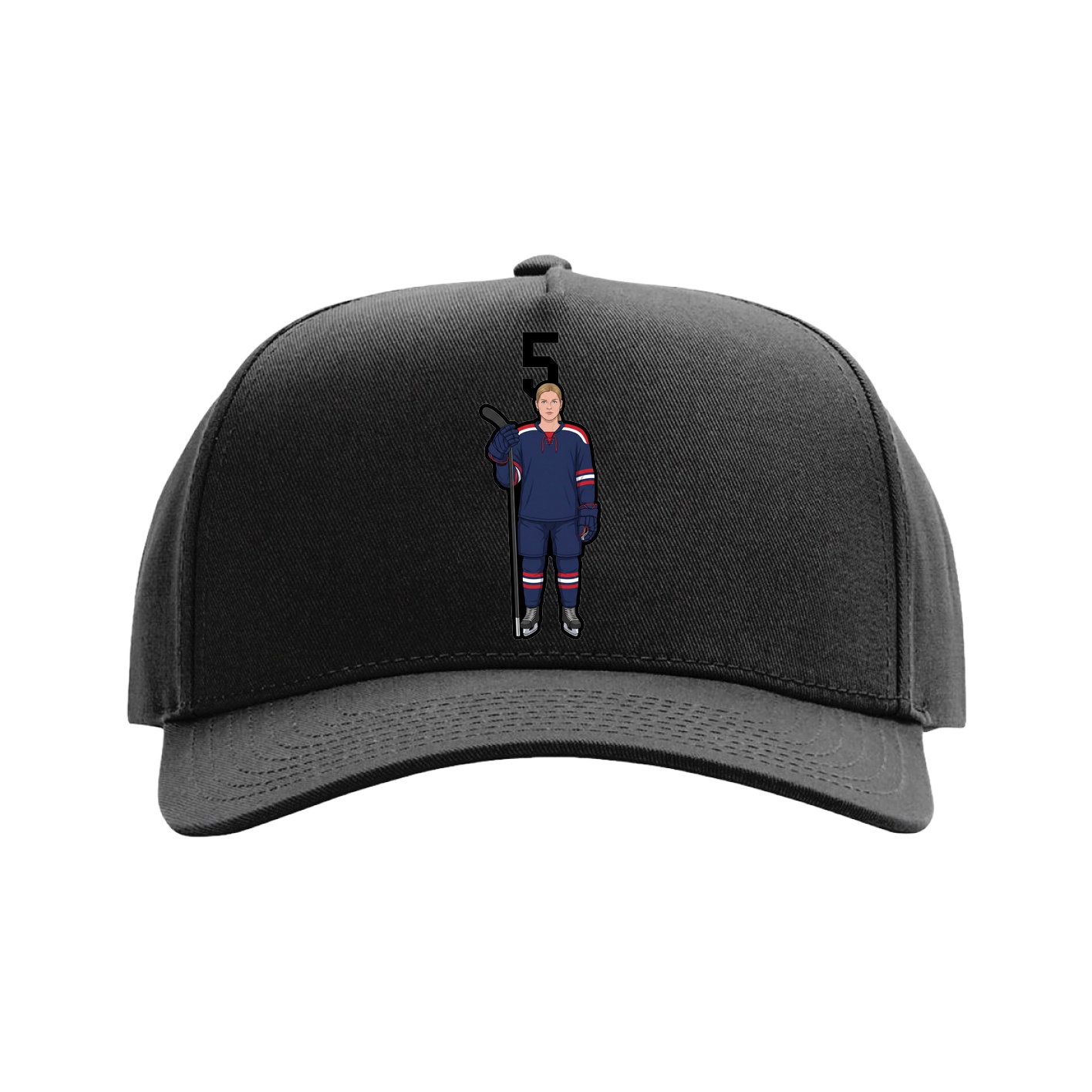 Full Fabric Five-Panel Champ Cap — Number Top in Black