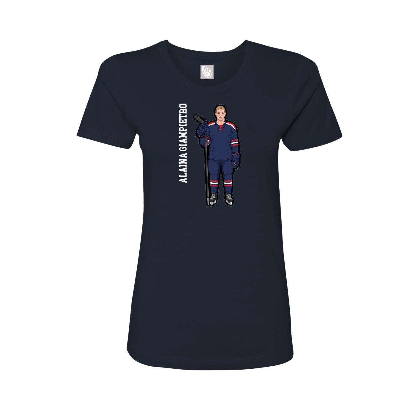 Fitted Women's Tee — Name Vertical in Navy