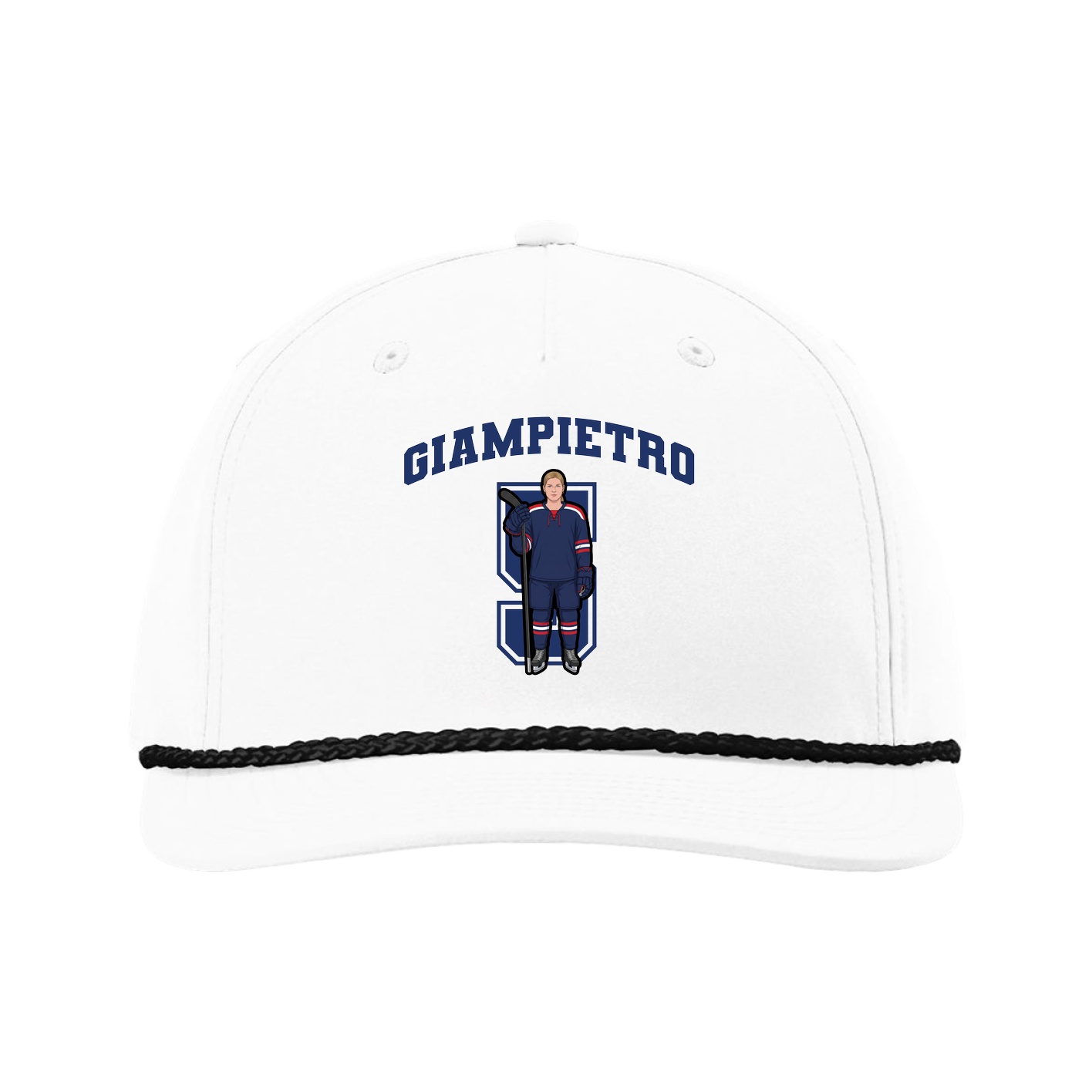 Five-Panel Classic Rope Cap — Number in White