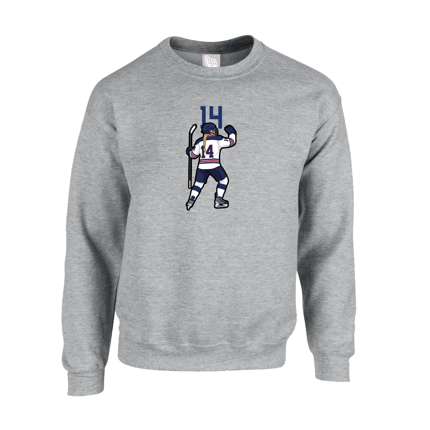 Fleece Crew — Number Top in Grey