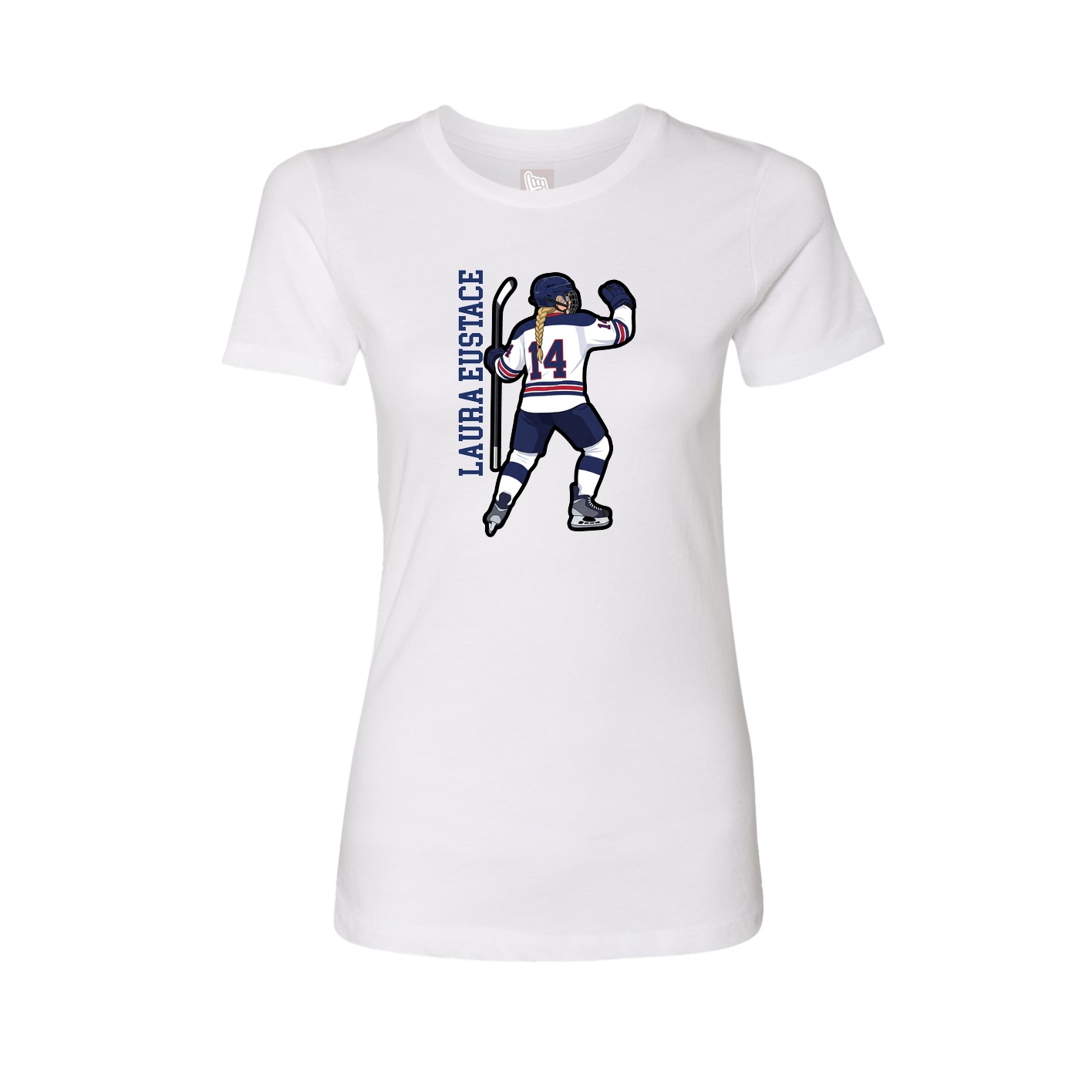 Fitted Women's Tee — Name Vertical in White