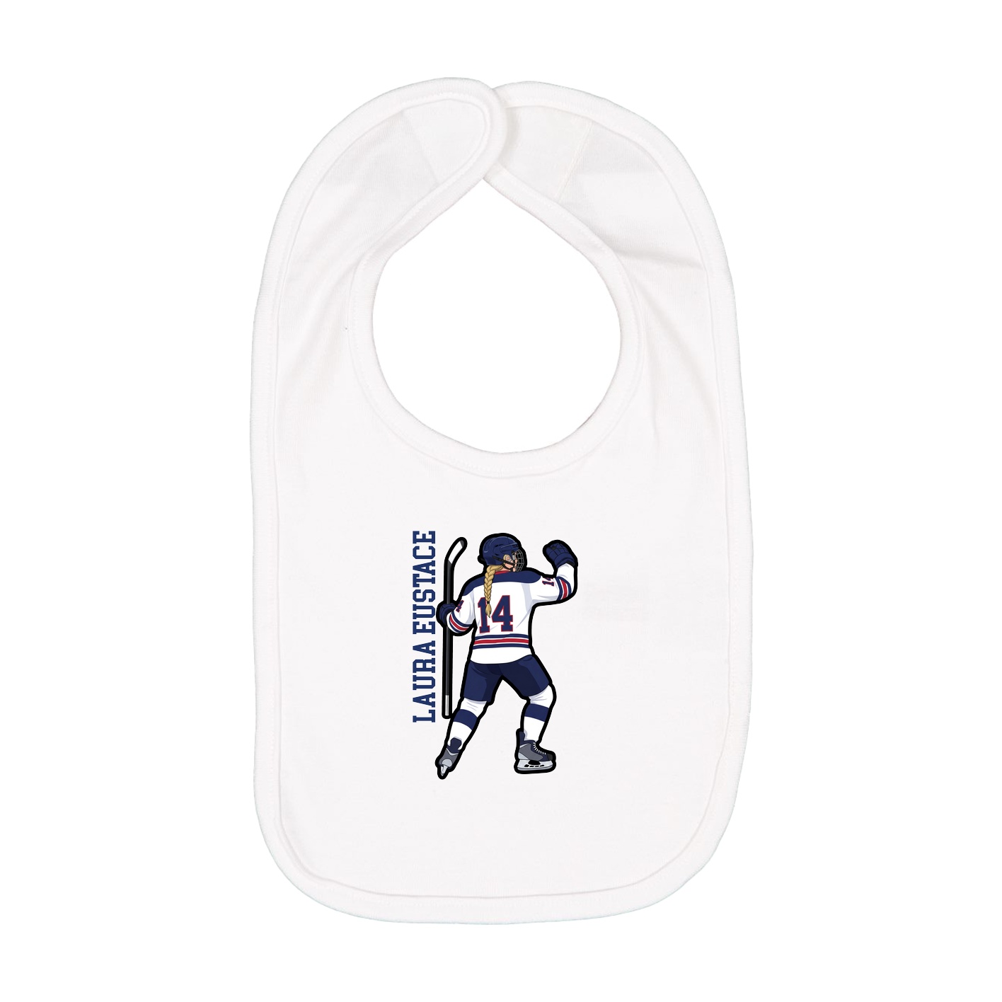 Infant Bib — Name Vertical in White