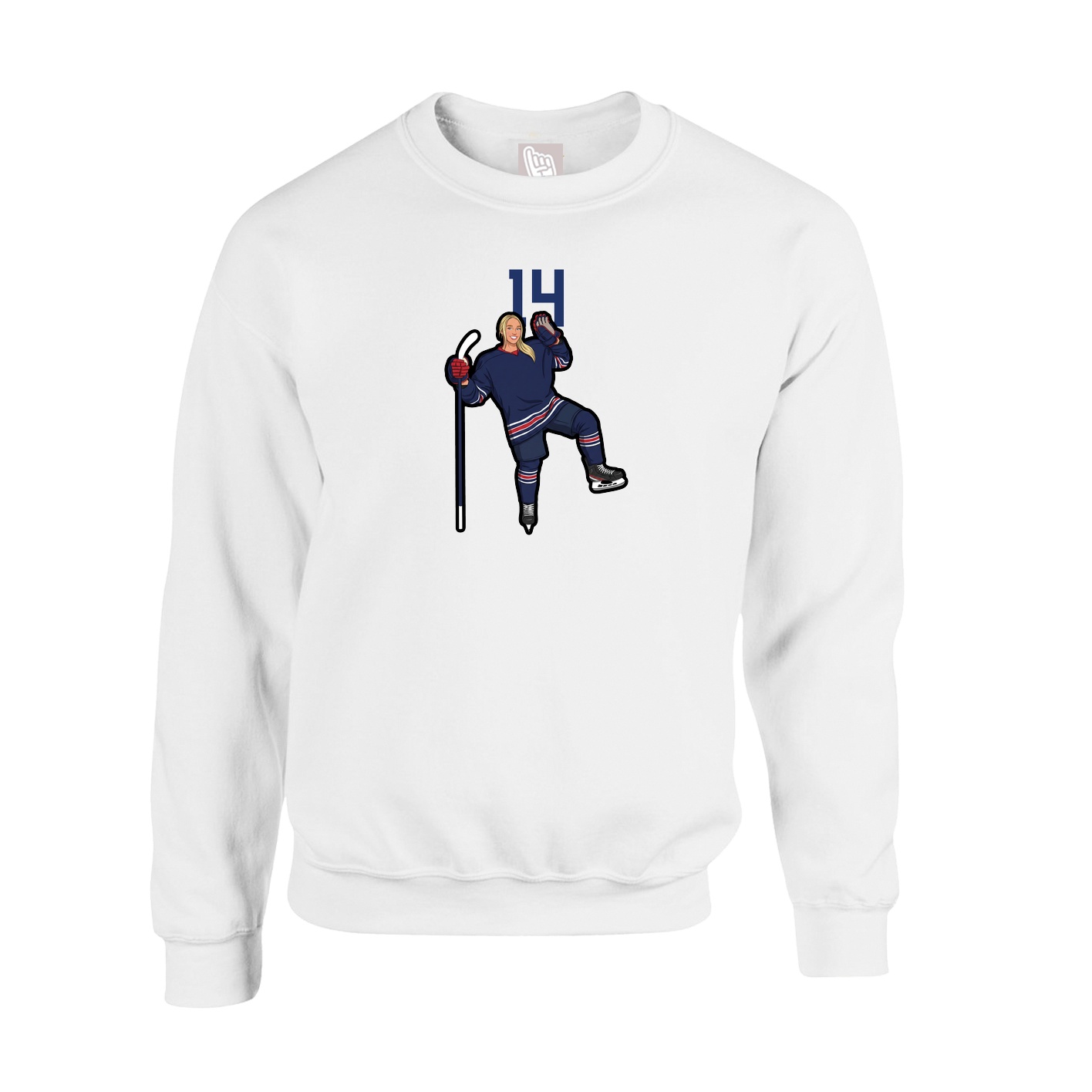 Fleece Crew — Number Top in White