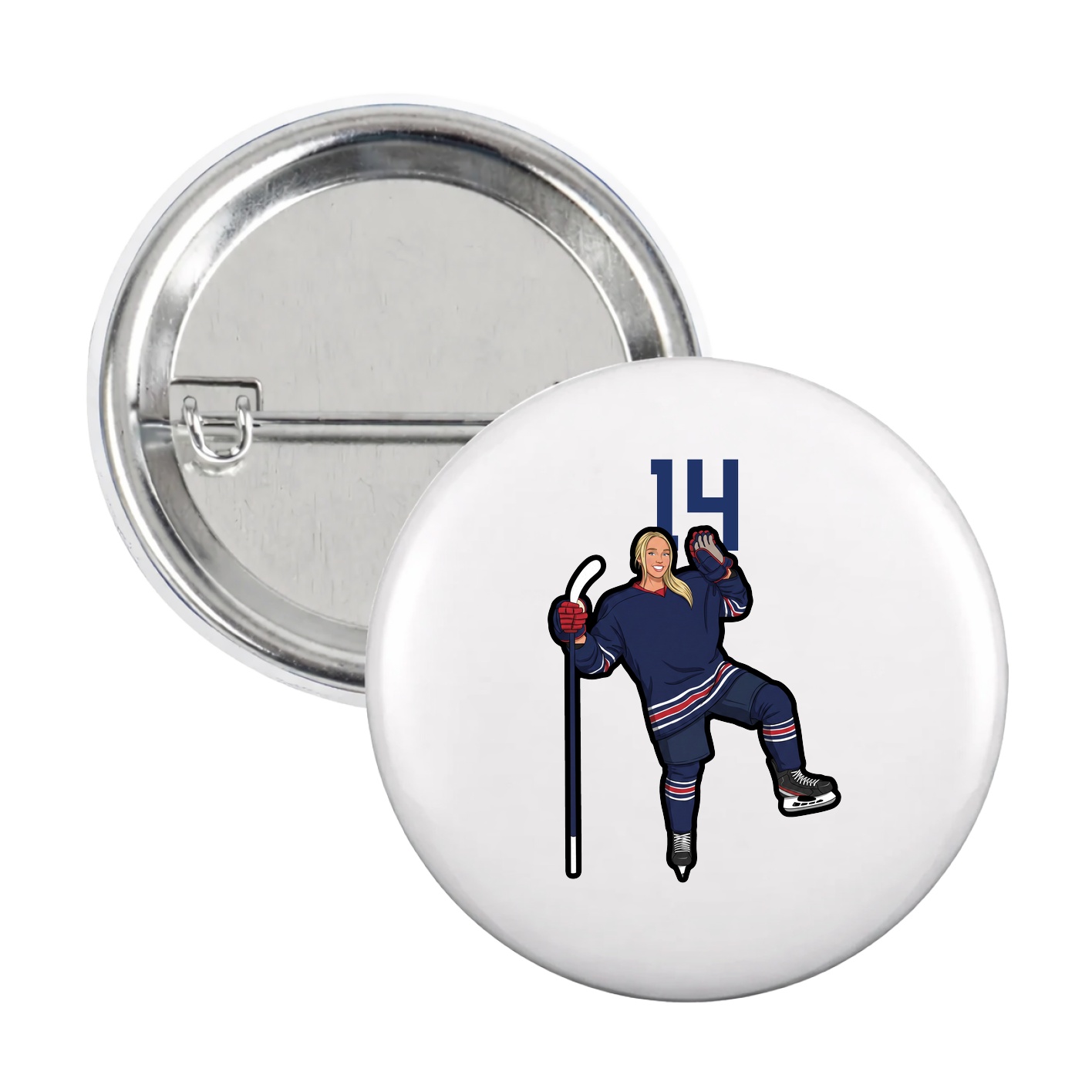Game Day Button — Number Top in White