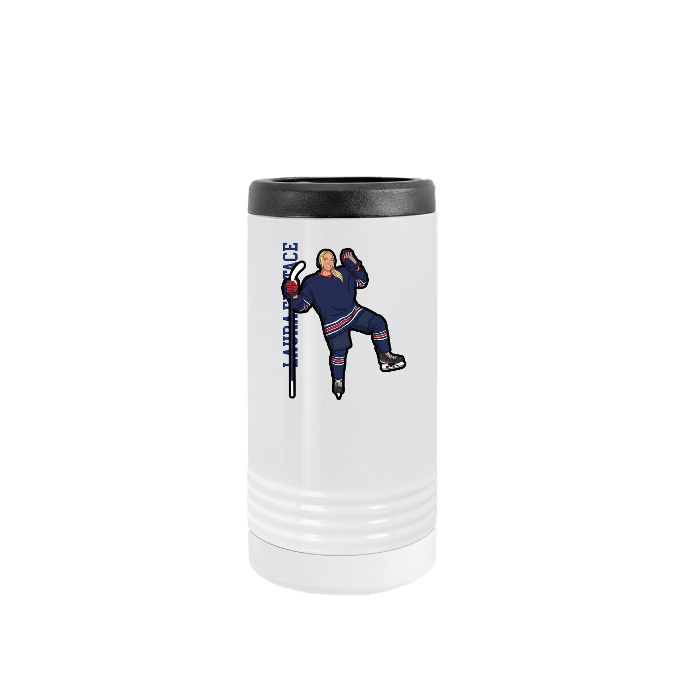 Slim Beverage Holder — Name Vertical in White