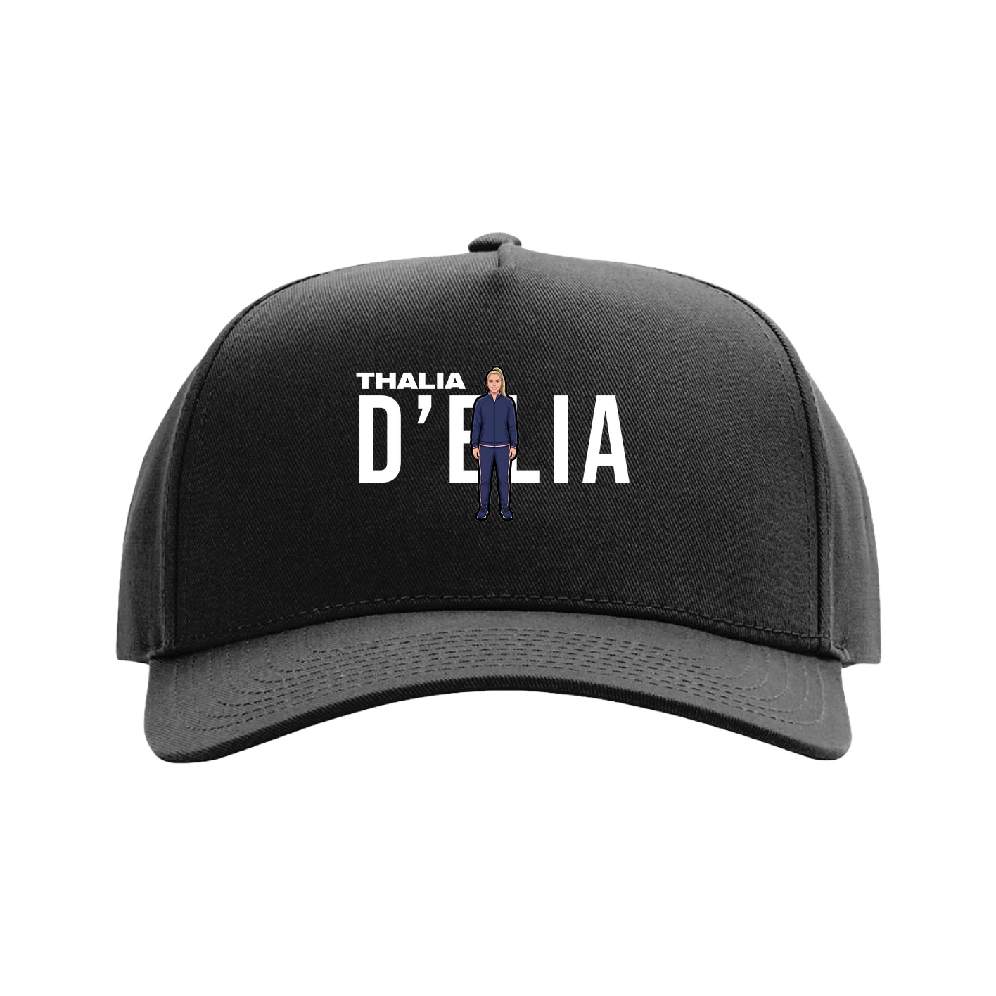 Full Fabric Five-Panel Champ Cap — Player Name in Black