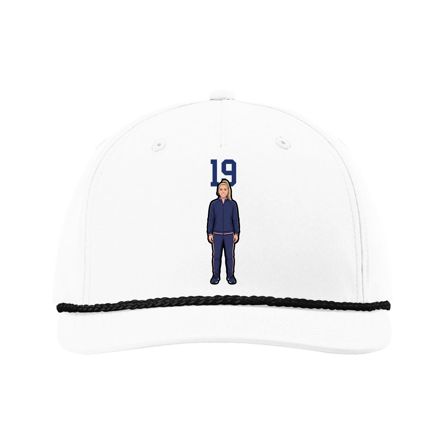 Five-Panel Classic Rope Cap — Number Top in White